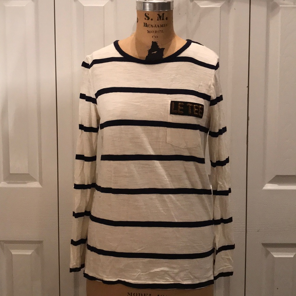 Cream and navy striped “le tee” banana republic